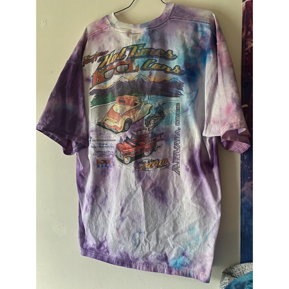 VTG Tie Dyed Hot Rod ‘Hot Times Kool Cars’ Tee Mens XL